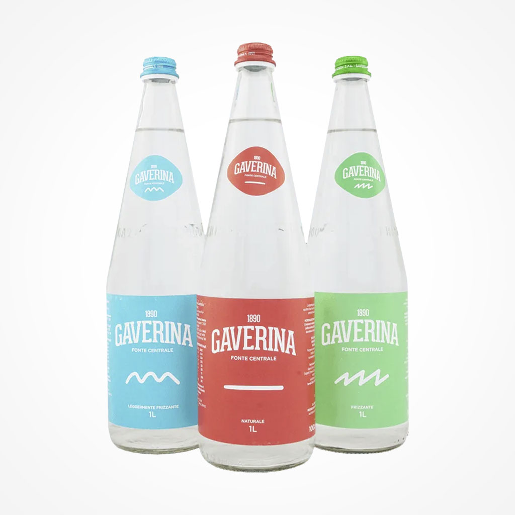 Gaverina Acqua Leggermente Frizzante - 12 Bottiglie di Vetro da 1 Litro -  Giommy Bevande